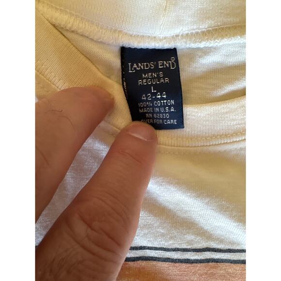 Vintage Land’s End USA Made Rhino Artwork White Large T-Shirt - Picture 2 of 9